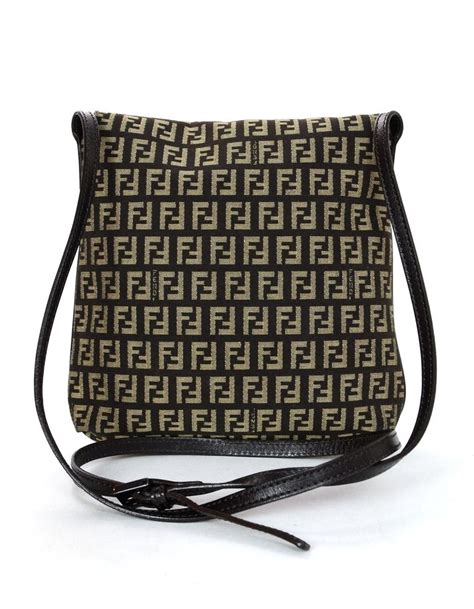 fendi zucca monogram canvas leather cross body bag